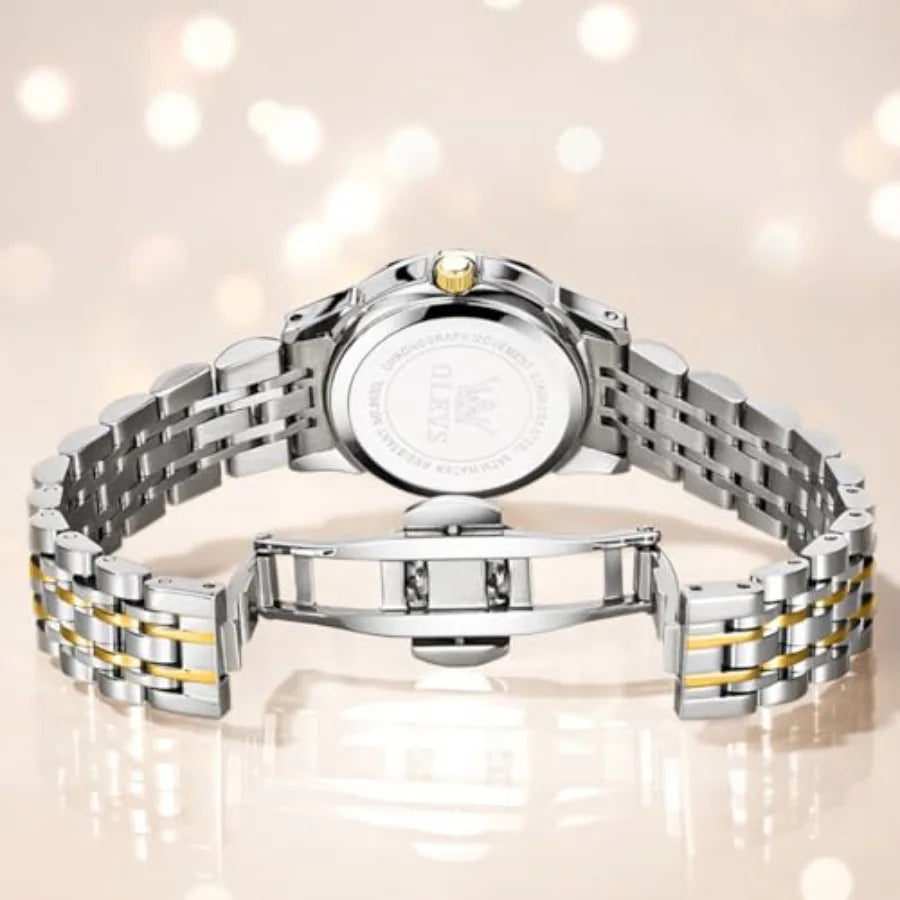 OLEVS Womens Watch Classic Dress Number Female Watches for Ladies Analog Quartz Stainless Steel Waterproof Lumius Day Date Two