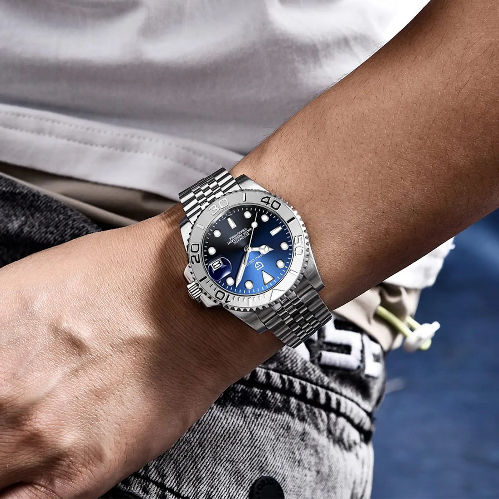 PAGANI DESIGN Classic Luxury Mens Watch Ceramic Ring Mechanical Wristwatch Stainless Steel Waterproof Automatic Watches Men Gift