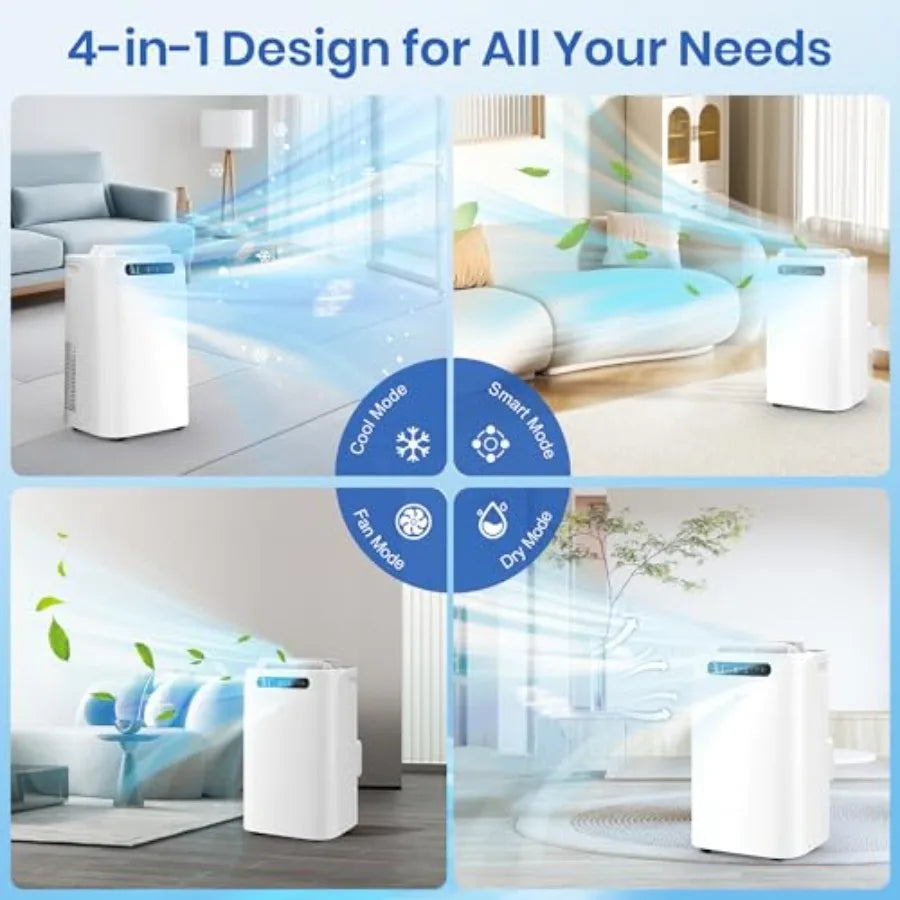 14000 BTU Portable Air Conditioner for Room Cooling up to 700 Sq. Ft 3-IN-1 Quiet Unit with Dehumidifier Fan Remote Control Sma