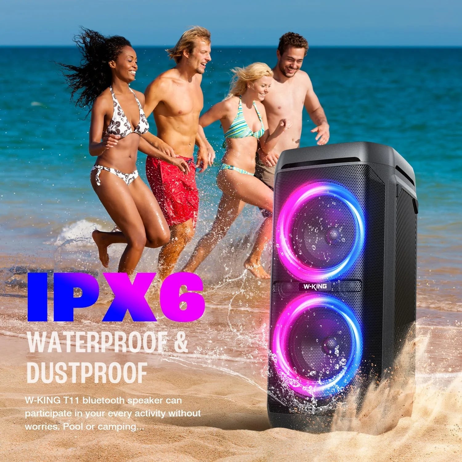 W-KING 120W Wireless Speaker Bluetooth Portable With Built-in Power Bank Charge For Phone, Powerful Speaker With Subwoofer