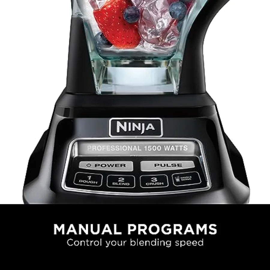 Mega Kitchen System 1500W 72 oz Full-Size Blender 8-Cup Food Processor with 2 16 oz Cups Black BL770