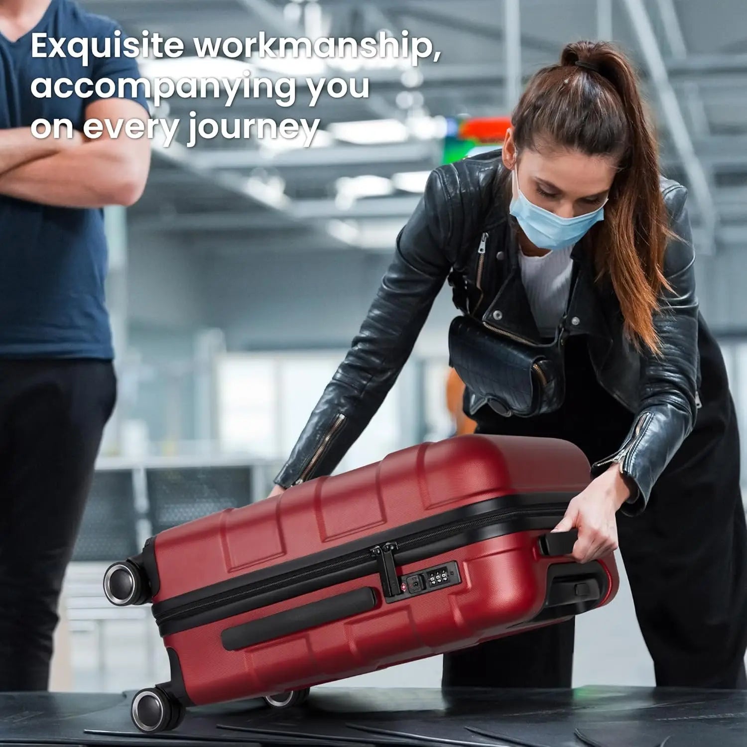 3-Piece Hardside Luggage Set with Spinner Wheels, TSA Lock, Expandable Lightweight Travel Suitcases for Women in Burgundy