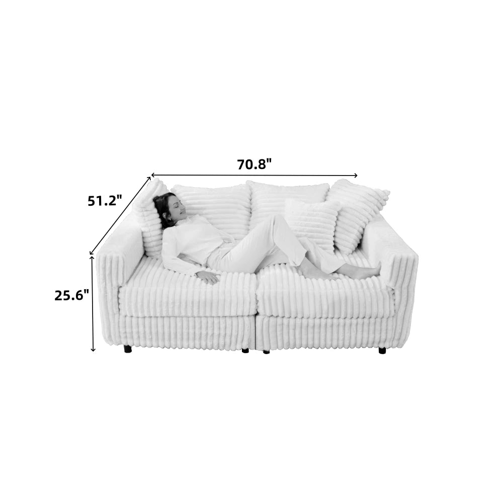 104.3" Plush Corduroy 4-Seat Sofa,Modern Comfy Upholstered Sofa Cloud Couch,Deep Seat Couches with Soft Pillows