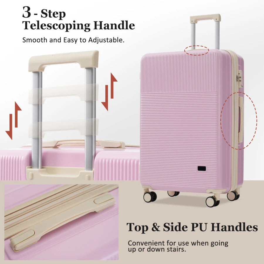 Luggage Sets 5 Piece for travel, polycarbonate hardside, black, lightweight with half-opening design, double spinner wheels, US
