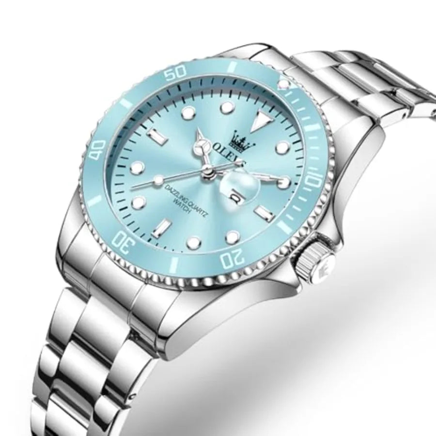 OLEVS Womens Watch Classic Dress Number Female Watches for Ladies Analog Quartz Stainless Steel Waterproof Lumius Day Date Two