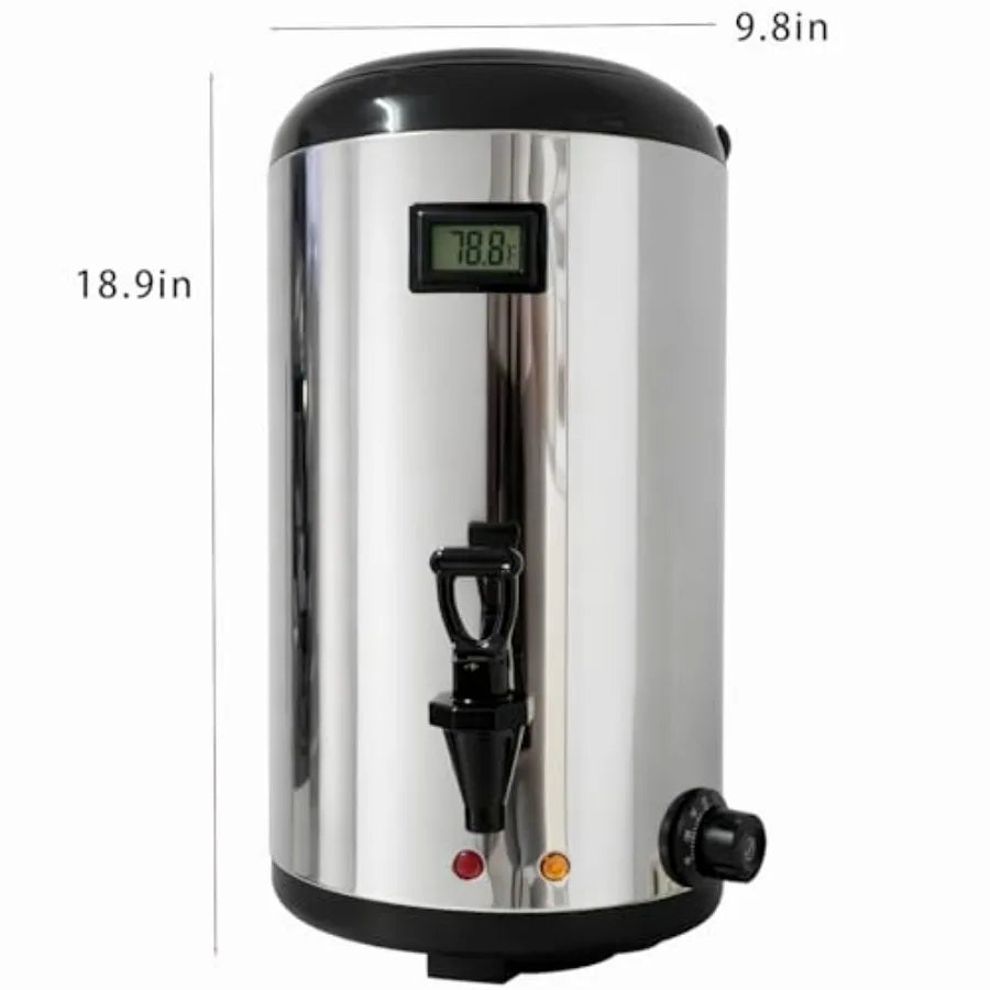 Electric Hot Drink Dispenser with Temperature Display 304 Stainless Steel Heating Plate 12L 3.2 Gallon Heated Beverage Dispense
