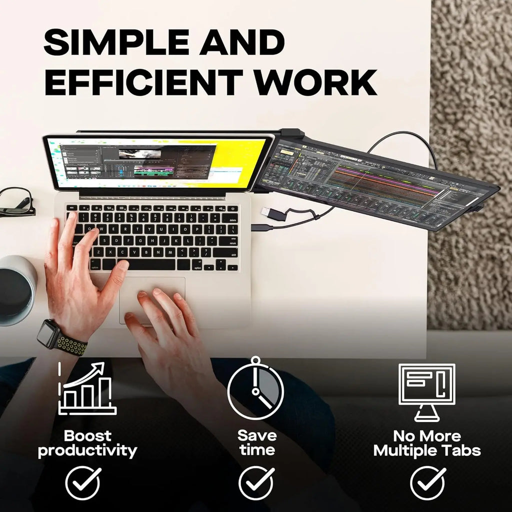 13.3" FHD 1080P Portable Monitor, USB-C/HDMI Plug & Play Laptop Screen Extender, Compatible with Windows/Mac, Ultra-Slim & Lightweight