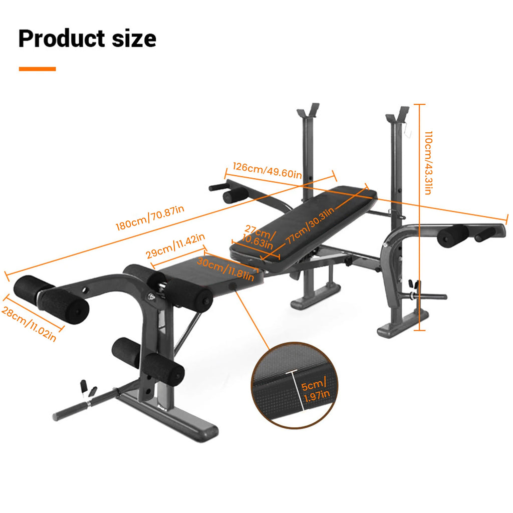 Standard Weight Bench, Bench Press Set with Preacher Curl Pad and Leg Developer, Weight Lifting Equipment for Home Gym