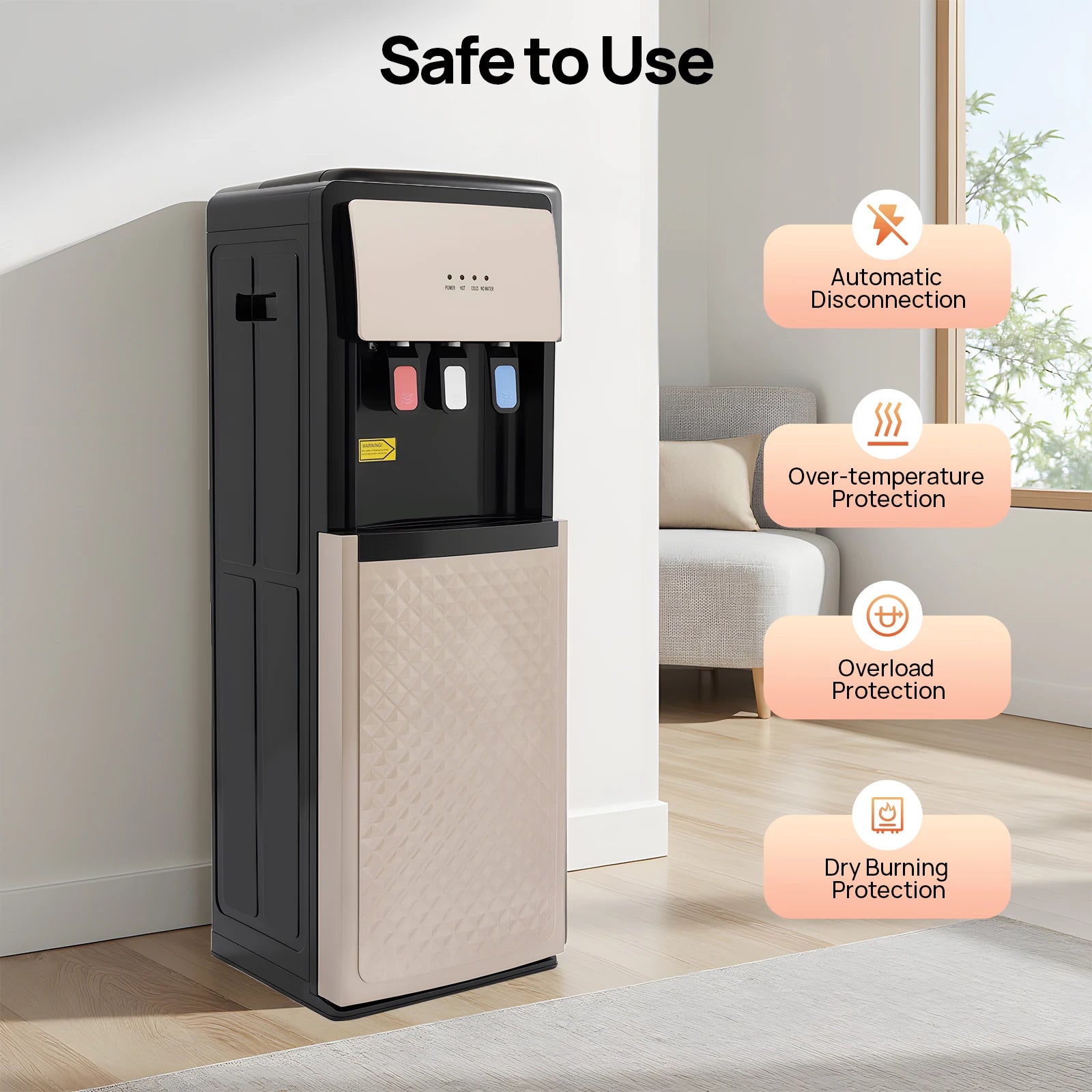 Modern Bottom Loading Hot/Cold Water Dispenser, Energy-Saving Triple Temp Dispenser, Easy Bottle Change for Home Office Kitchen