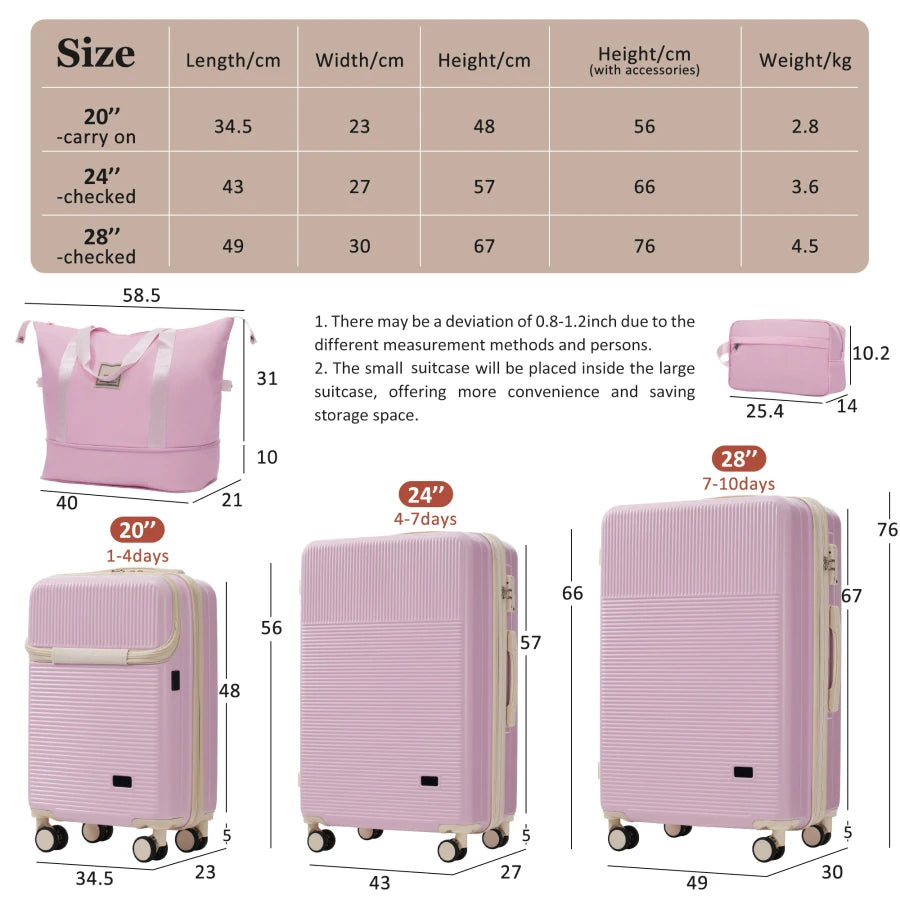 Luggage Sets 5 Piece for travel, polycarbonate hardside, black, lightweight with half-opening design, double spinner wheels, US