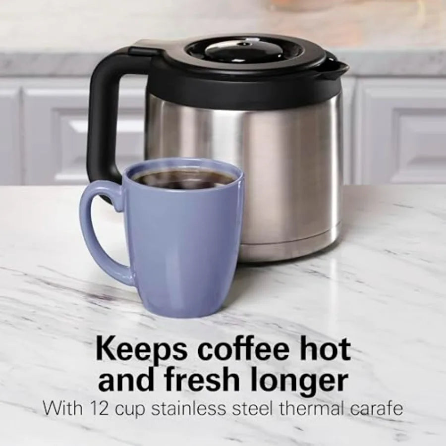 FlexBrew Advanced 5-in-1 Thermal Programmable 12 Cup Drip and Single Serve Hot Iced Coffee Maker with Movable 60oz Water Reserv