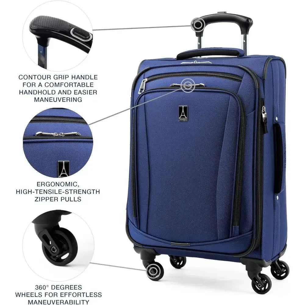 3-Piece Luggage Set: Underseat Tote, Convertible Carry-On, 28-Inch Expandable Suitcase with 4 Spinner Wheels, Blue