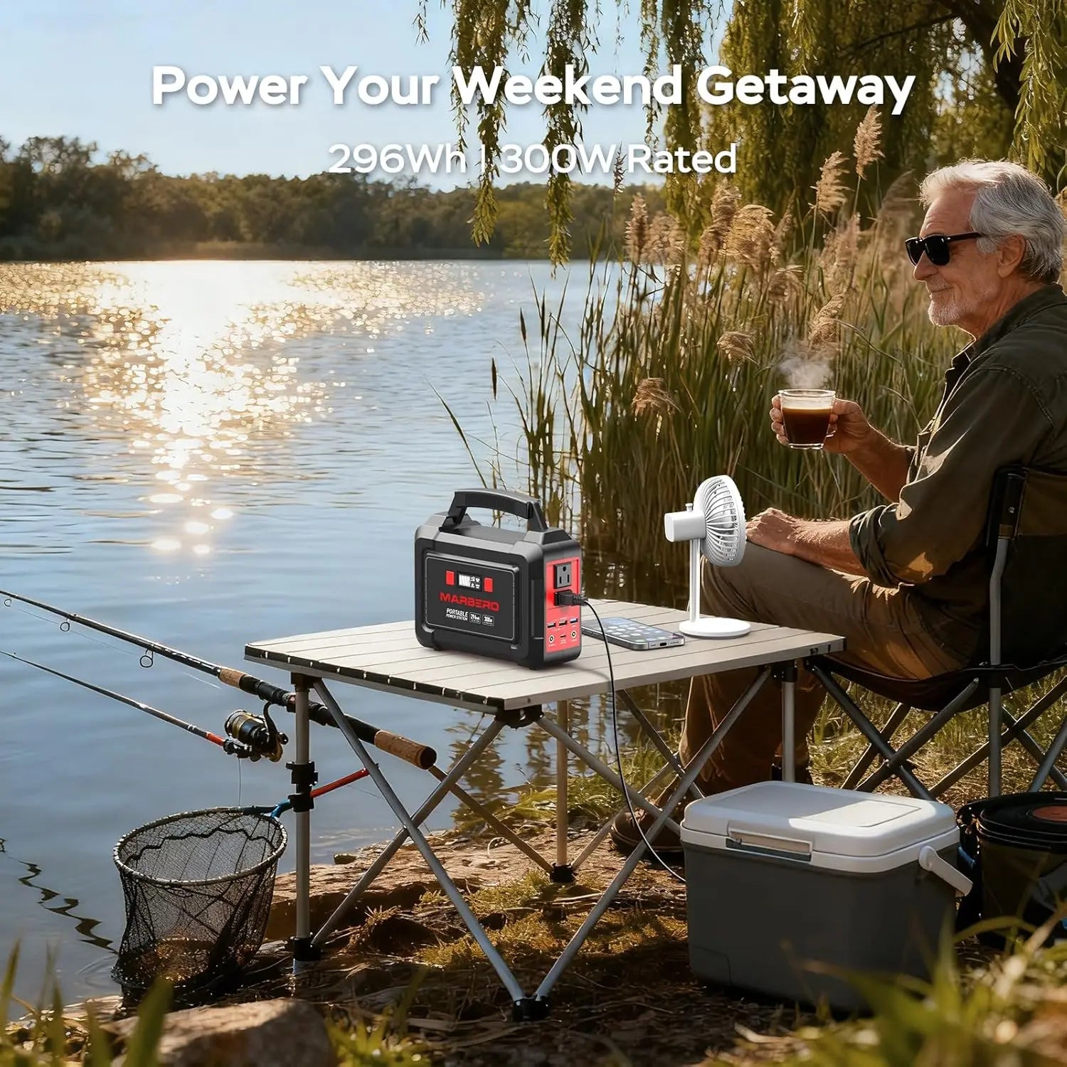 296Wh Portable Solar Generator with 60W Panels, 300W Pure Sine Wave Power Station for Camping, RV, Outdoor & Emergency Use