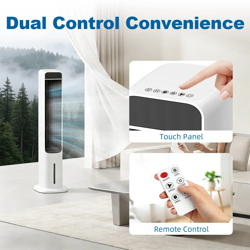Windowless Portable Air Conditioner 41-In Cooling Fan that Blow Cold Air 3in1 Tower Fan with Remote 120°Oscillation Swamp Cooler