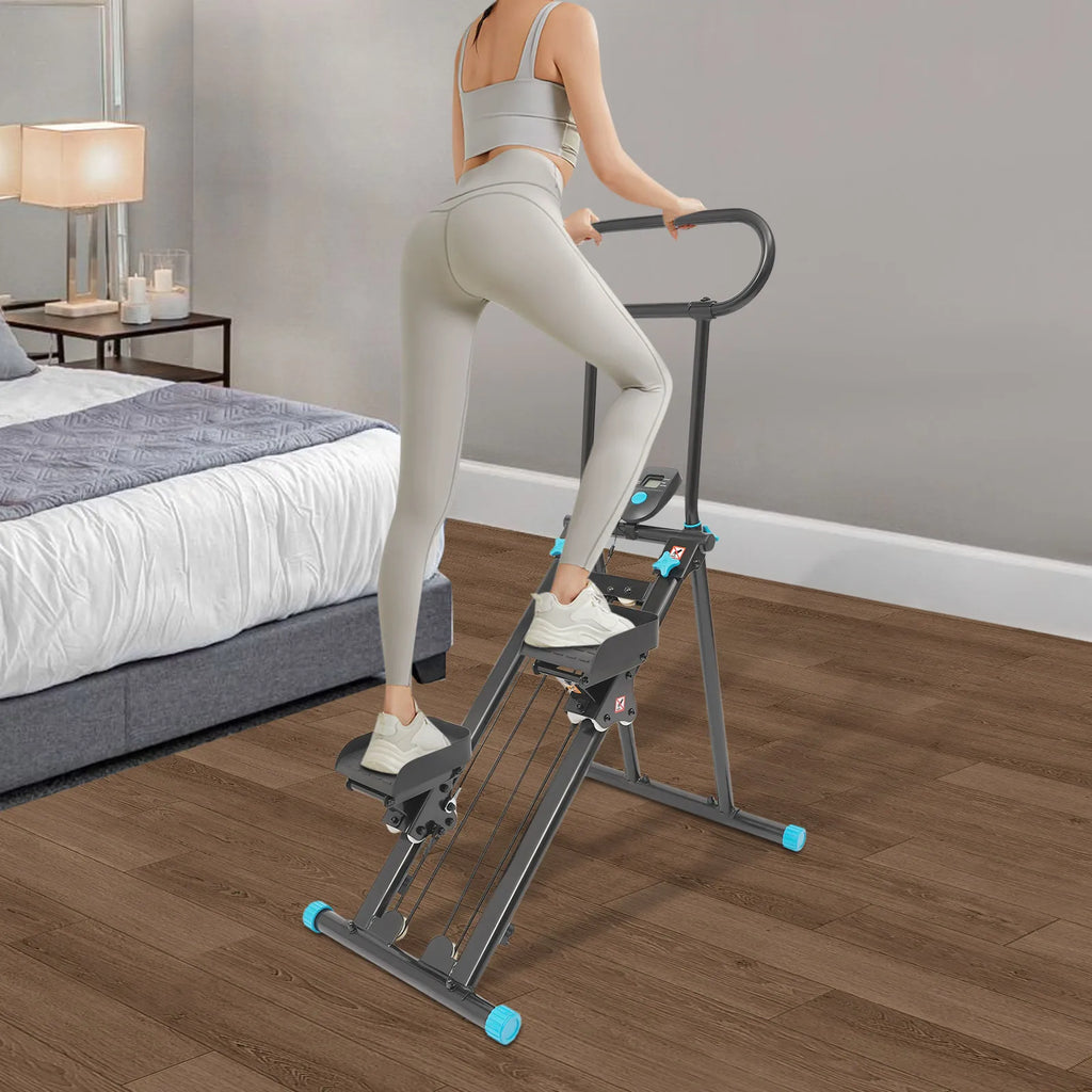 Foldable Adjustable Height Stair Stepper 300lbs Capacity Low Noise 20dB LCD Screen Home Gym Fitness Machine with Anti-Slip Pedal