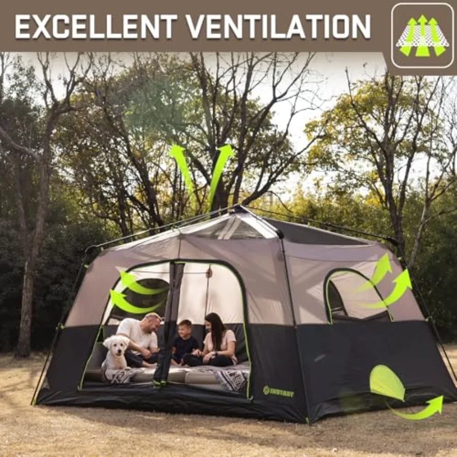 8 Person Instant Tent, Waterproof Pop Up Tents for Camping with Rainfly, 60 Seconds Easy Setup, Automatic Cabin Tent for Family