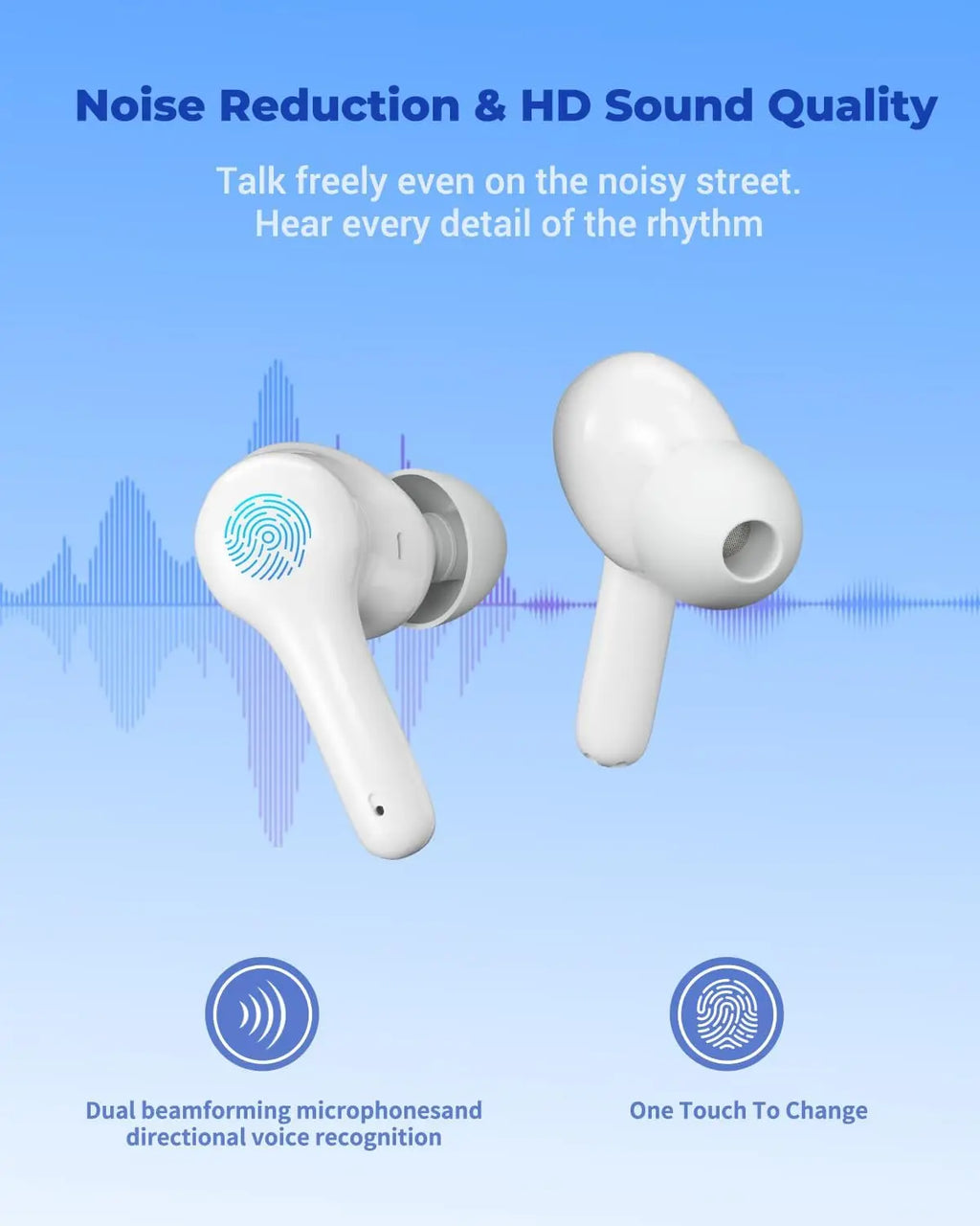 AI Translator Earbuds with Real-Time 144 Languages, 3-in-1 Device for Travel, Business & Learning in White
