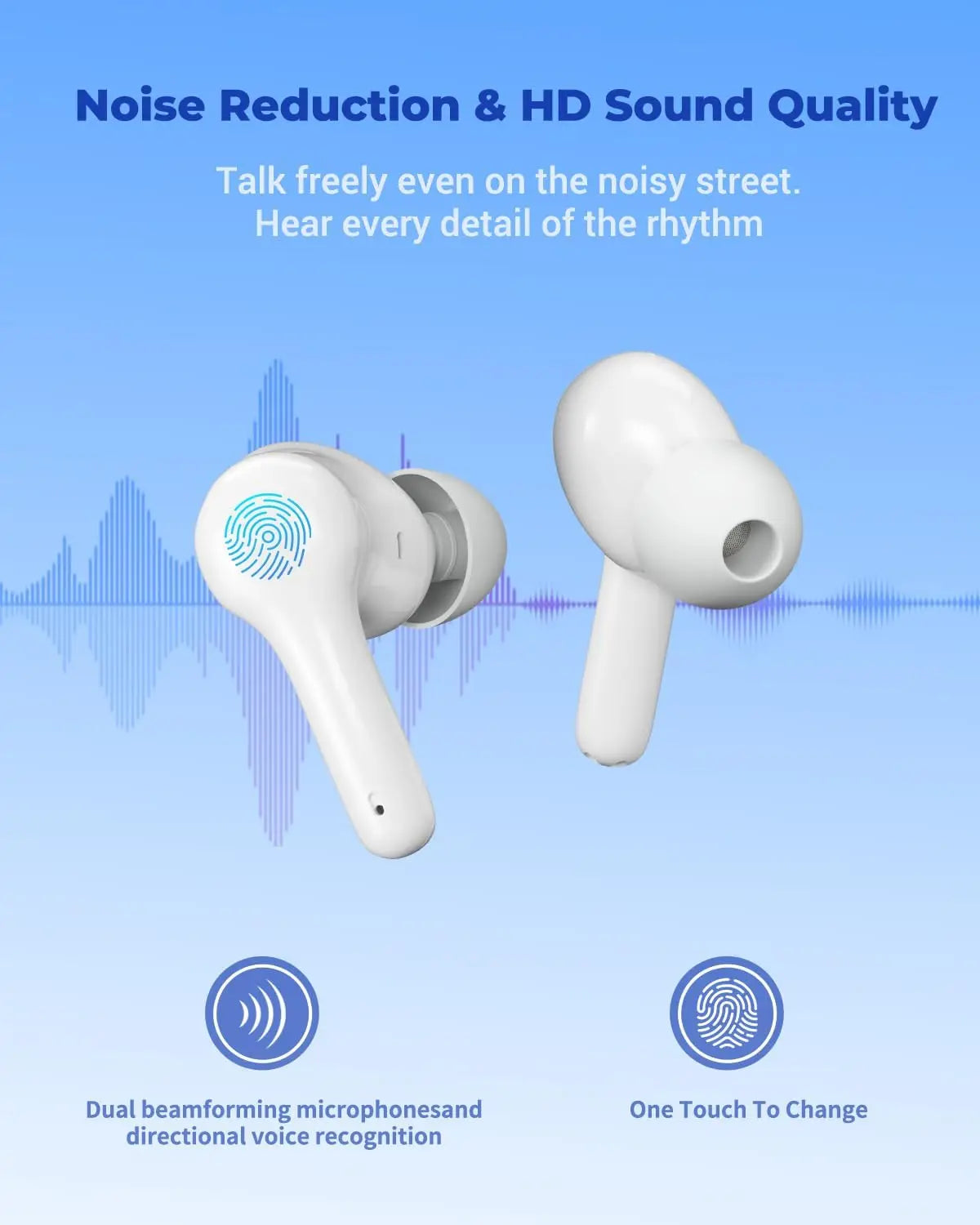 AI Translator Earbuds with Real-Time 144 Languages, 3-in-1 Device for Travel, Business & Learning in White