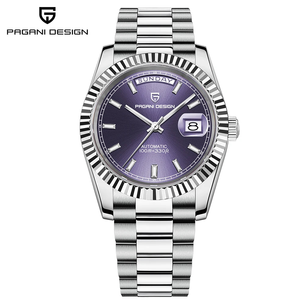 PAGANI DESIGN Luxury Men's Automatic Watches 40mm NH36A Mechanical Stainless Steel Wrist Watch for Men 100M Waterproof AR Coatin