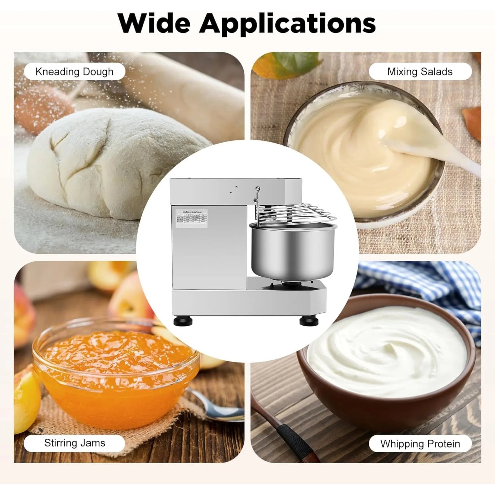 7500W Heavy Duty Electric Food Mixer Commercial Speeds Adjustable Stand Mixer Dough Kneading Machine, 10Qt Commercial Food Mixer