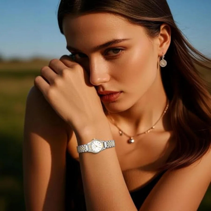 Watches for Women, Dainty Small Round Dial, with Stainless Steel Bracelet Watchband, Waterproof
