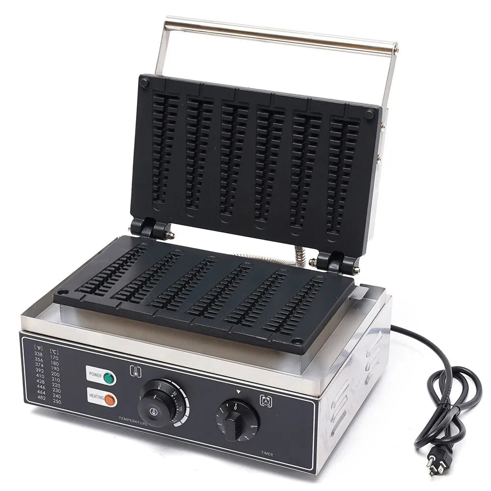Electric Waffle Maker, 6 Slots Non-stick 110V US Standard Plug Waffle Machine for Household Dessert Baking