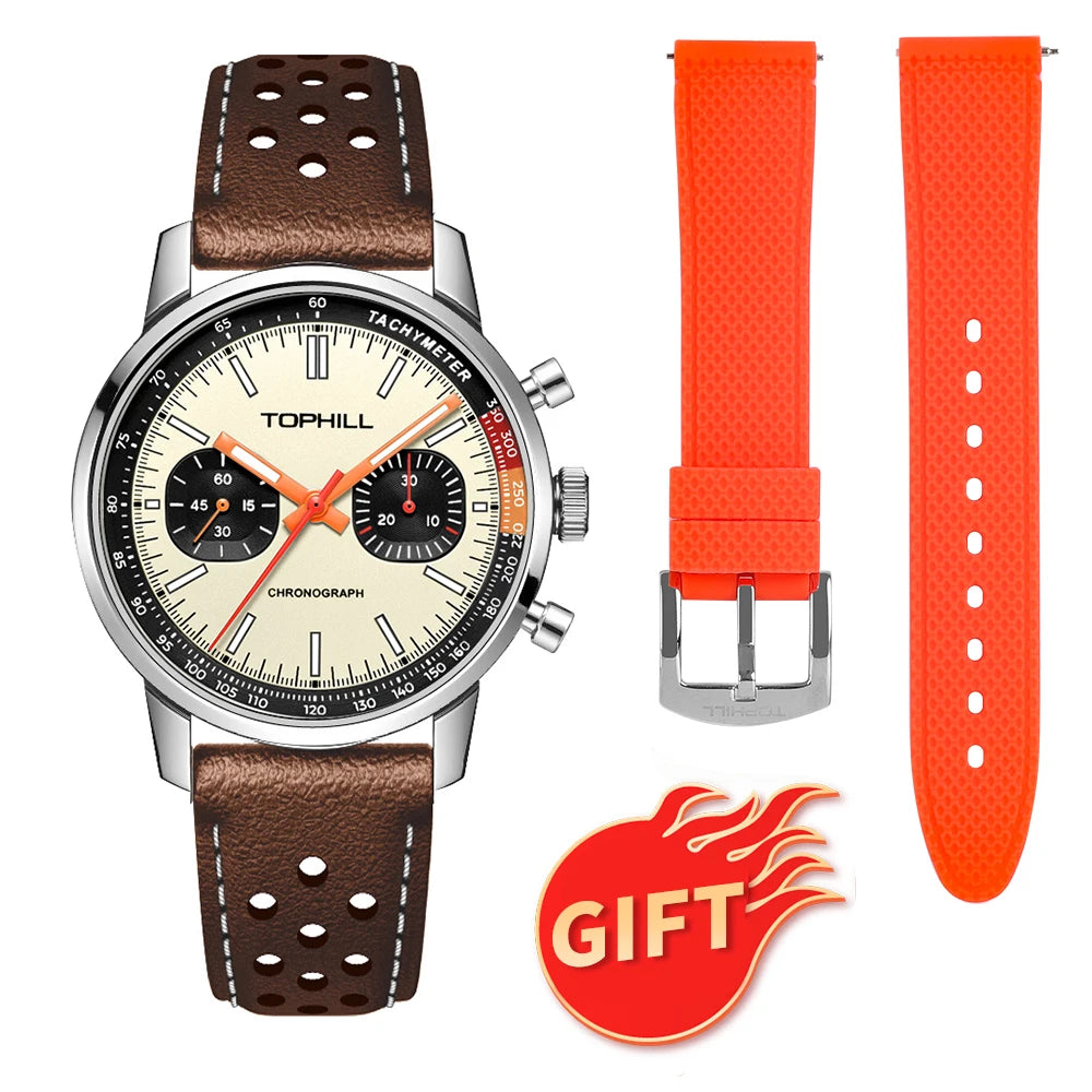 TOPHILL Watches of Men 1963 Chronograph Mechanical Wristwatch Seagull ST1901 Movement Pilot Men's Watch 5ATM Sapphire Luminous