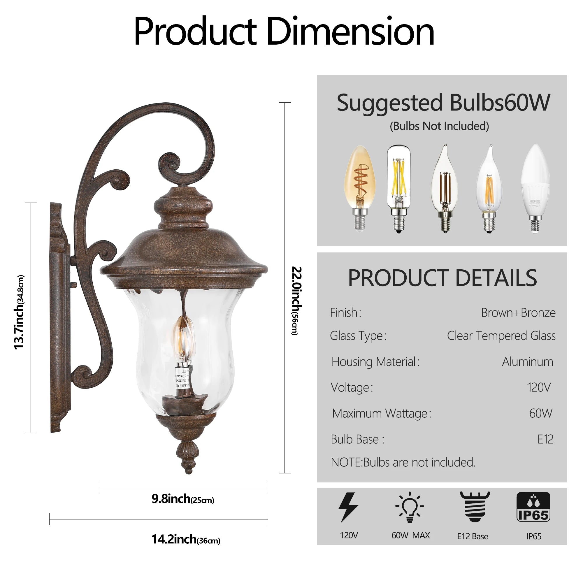 ARLGSITE Outdoor Wall Lantern,Vintage Weatherproof Exterior Sconce Light , Wall Mount Light Fixture(Shipment from USA)