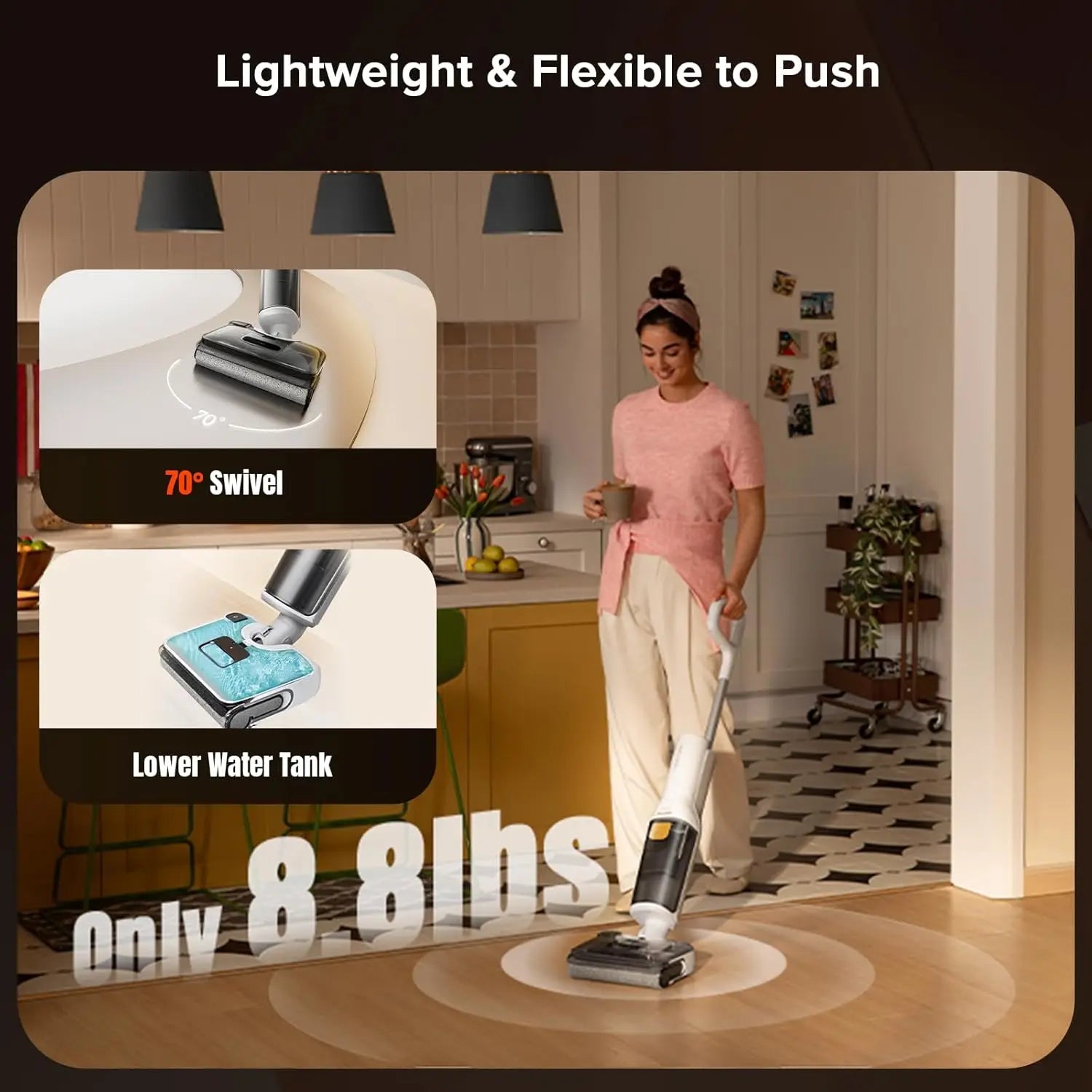 Cordless Wet Dry Vacuum Mop with 20000Pa Suction, Self-Cleaning Mop Combo for Tile Hard Floor