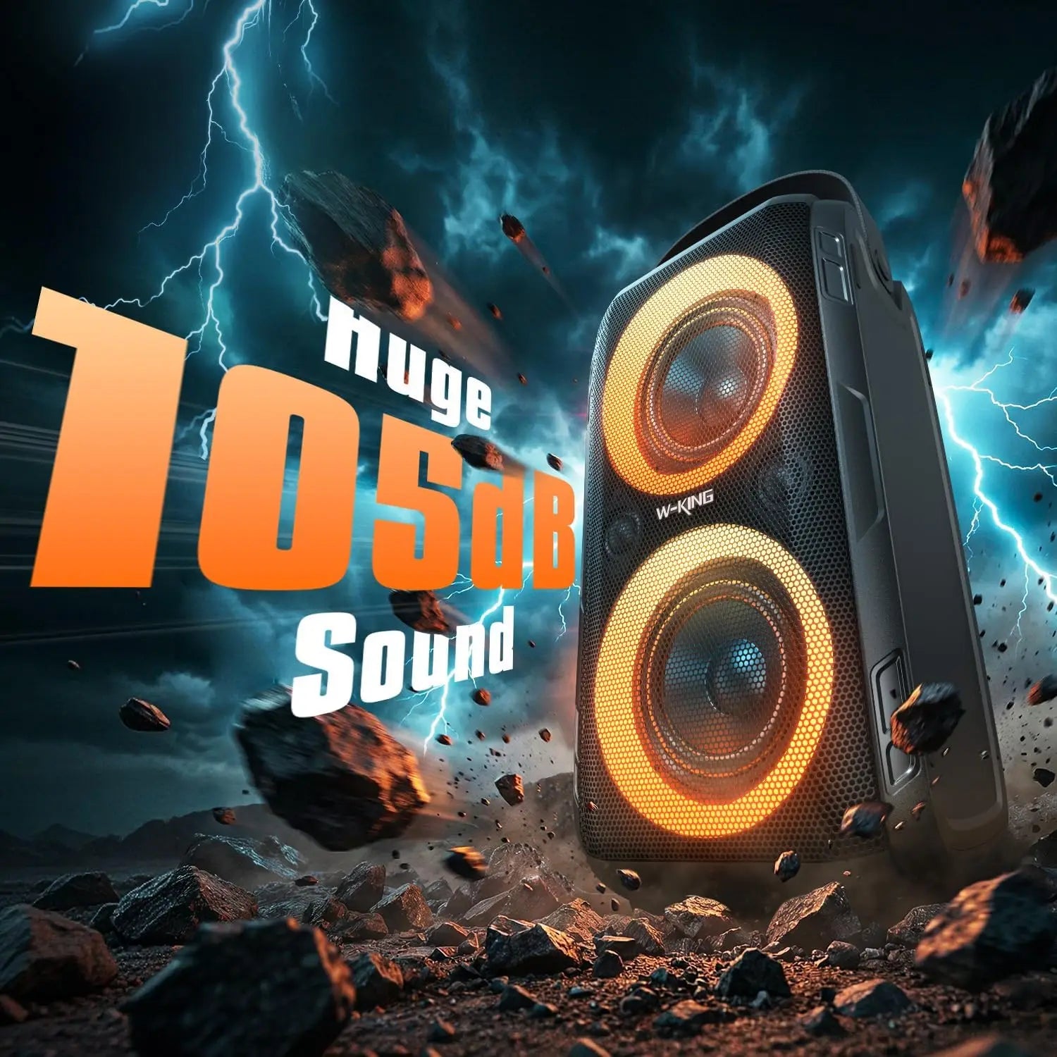 180W Max Loud Portable Bluetooth Speaker with Deep Bass, IPX5 Waterproof, 24H Playtime for Outdoor Parties
