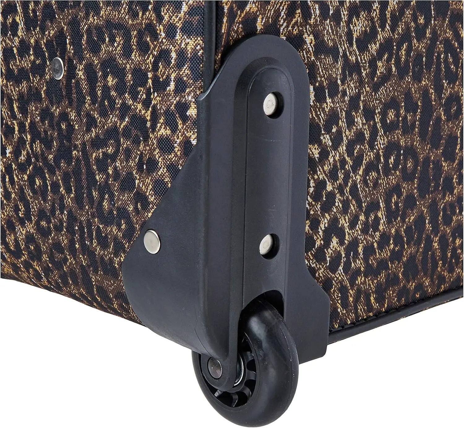 Leopard Print 4-Piece Softside Luggage Set with Aluminum Handle, Sizes 14/19/24/28 Inches for Travel