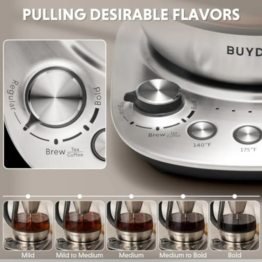 K176 Tea Maker, Multifunctional Stainless Steel Electric Kettle for Tea and Coffee Brewing, Auto Keep Warm, 5 Flavor Controls, 1