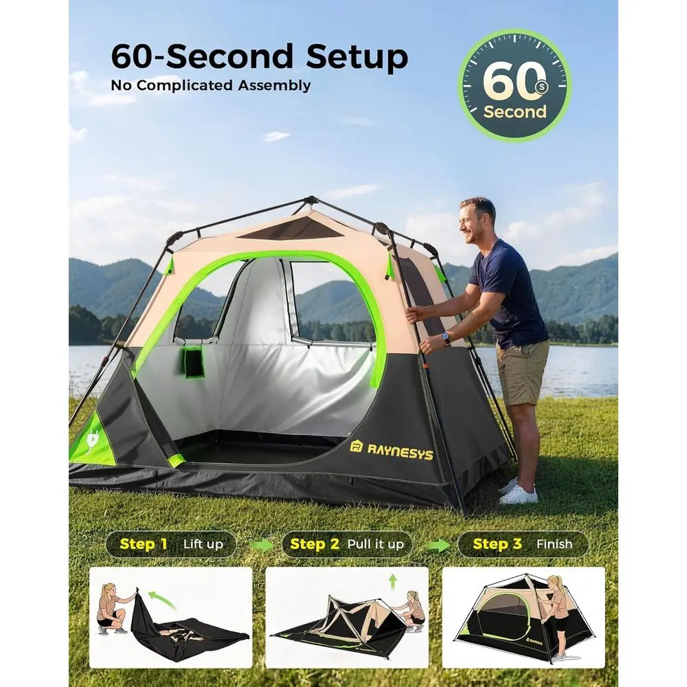 Quick Setup 4-6 Person Waterproof Camping Tent with Portable Bag for Family Hiking & Outdoor Adventures