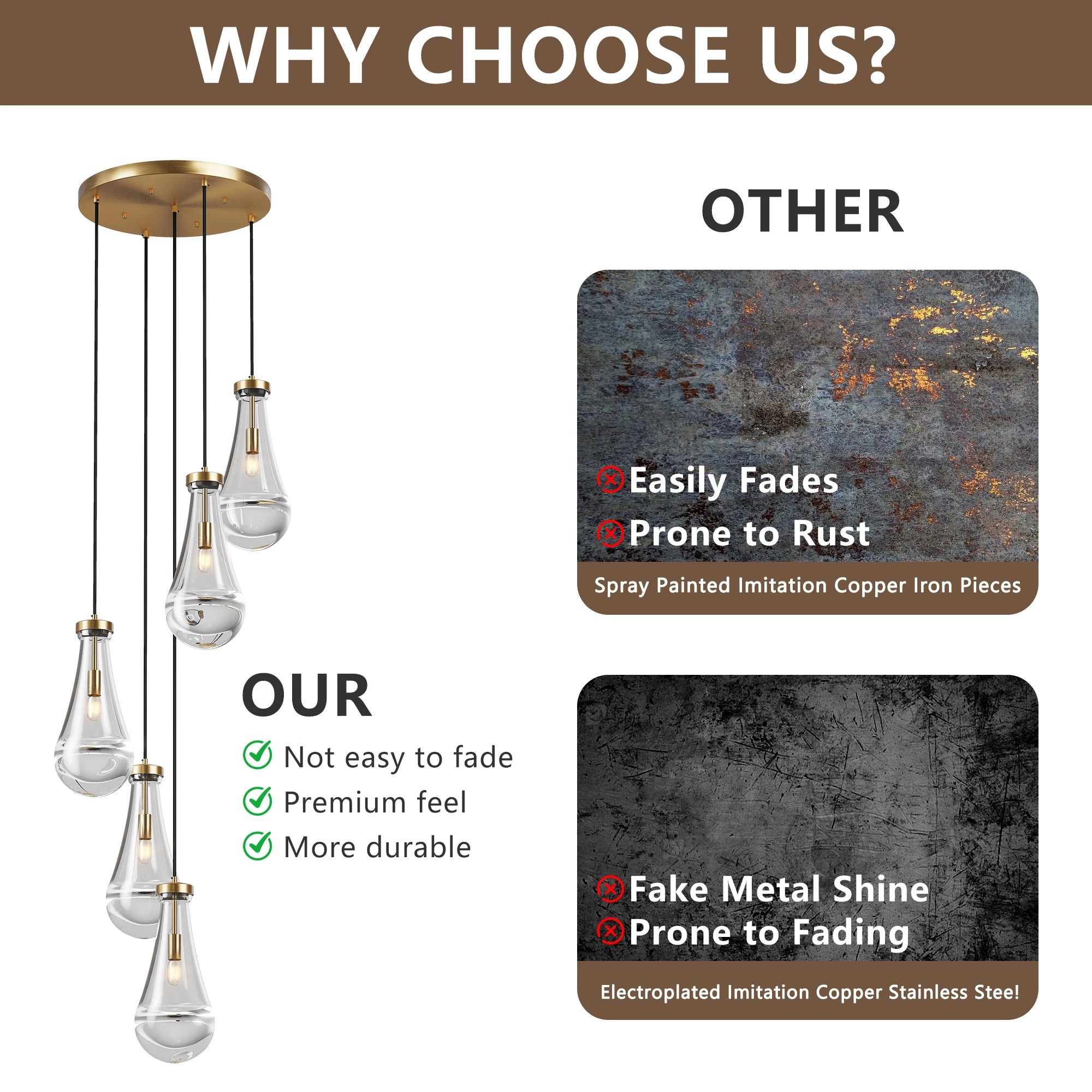 5 Light Cluster Pendant Lights, Black High Ceiling Chandeliers Adjustable, Living Room Pendant Light, Foyer Chandeliers