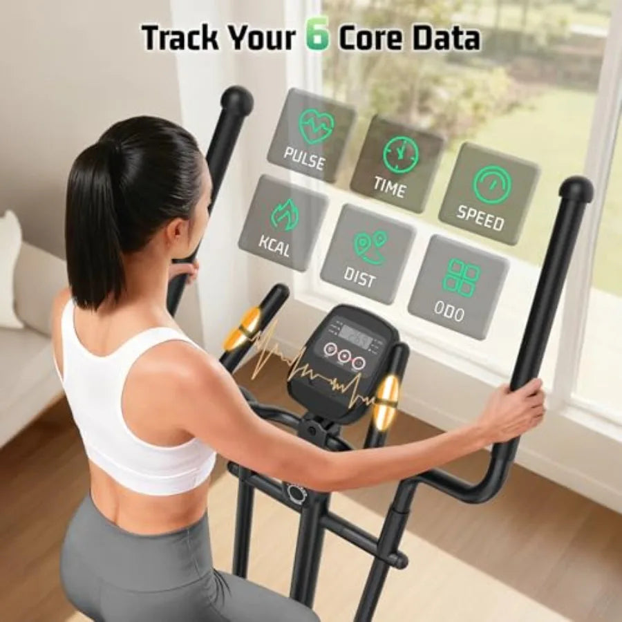 Elliptical Exercise Machine for Home with Ultra-Smooth Magnetic Drive 14 Levels Resistance Cardio Machine with LCD Moni