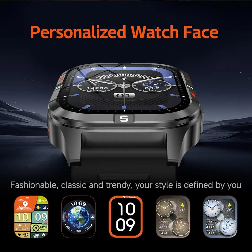 Military GPS Smart Watch with Compass, Altitude, Flashlight, HD Screen, Voice Assistant, Bluetooth Calling for Android iOS