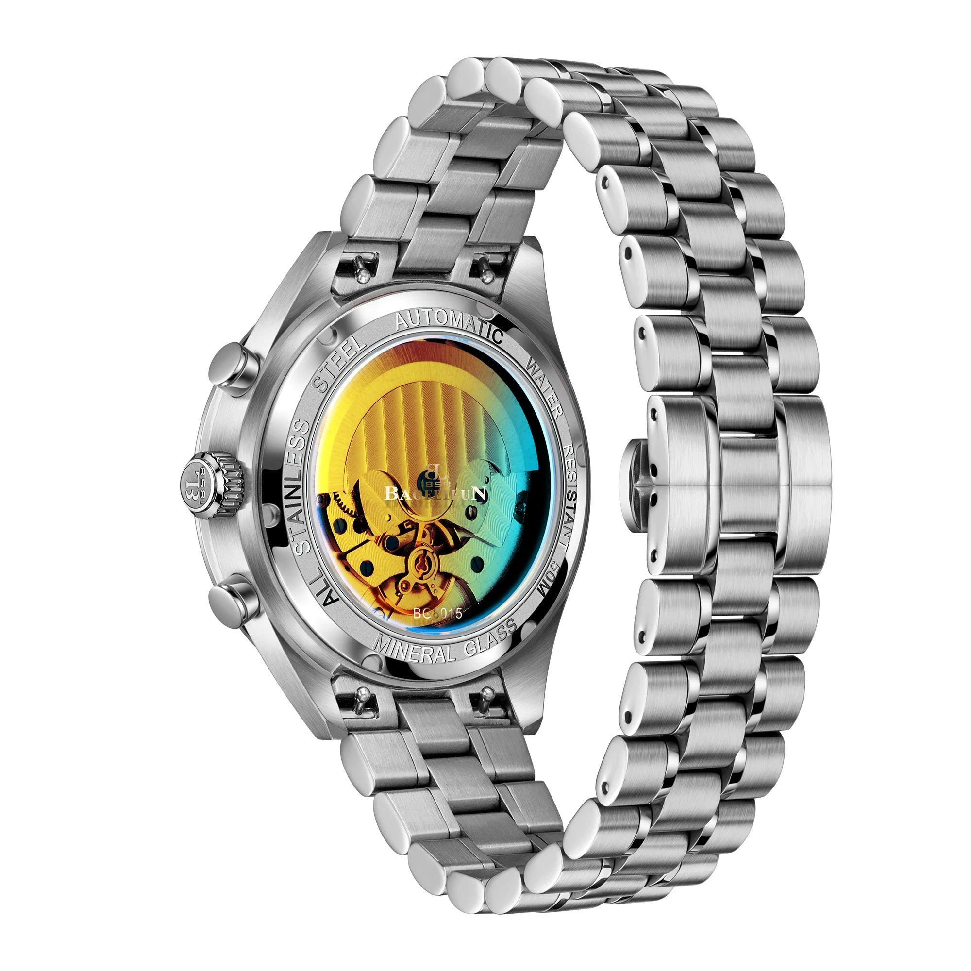 BAOFEILUN Moonwatch Style Automatic Watch Full Calendar 42MM Galaxy Dial Mineral Crystal 30M Waterproof Luxury Reloj Hombre Gift