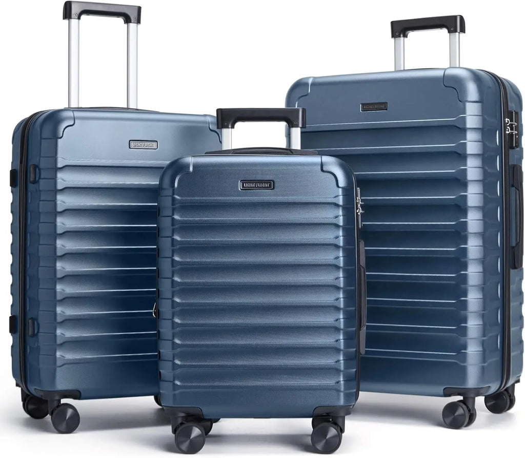 3-Piece Lightweight Luggage Set with Spinner Wheels, TSA Lock, Hard Shell Suitcases in Royal Blue, 20/24/28 Inch