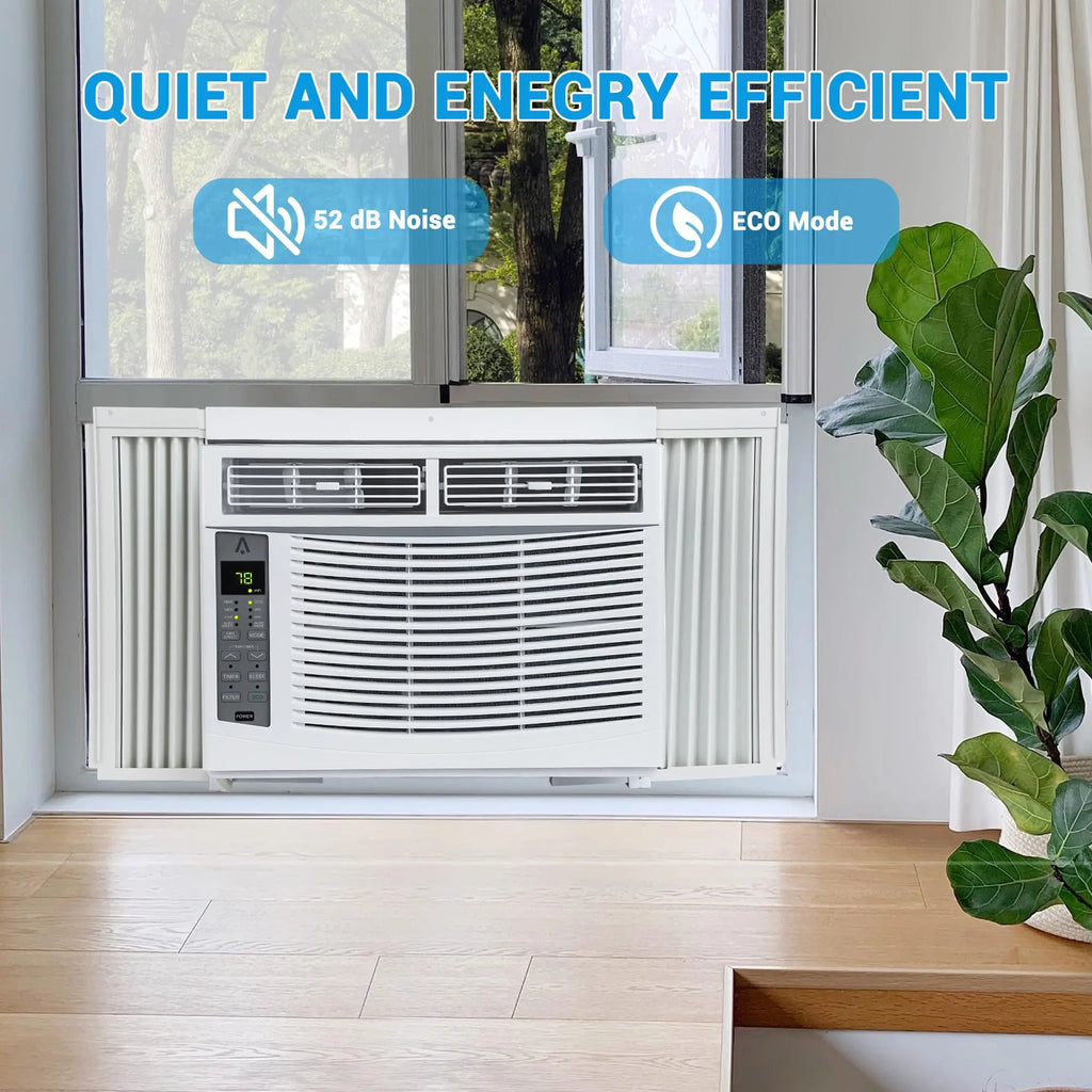 6000 BTU Window Air Conditioner, Smart WiFi AC Unit with Remote Control & Digital Display, Quiet Cooling for Small Rooms up to 250 Sq. Ft., Dehumidifier & Fan Modes, Easy Installation, White
