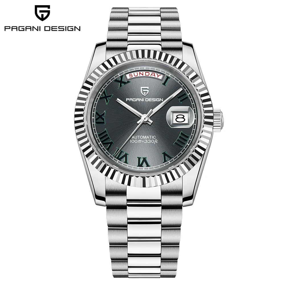PAGANI DESIGN Luxury Men's Automatic Watches 40mm NH36A Mechanical Stainless Steel Wrist Watch for Men 100M Waterproof AR Coatin