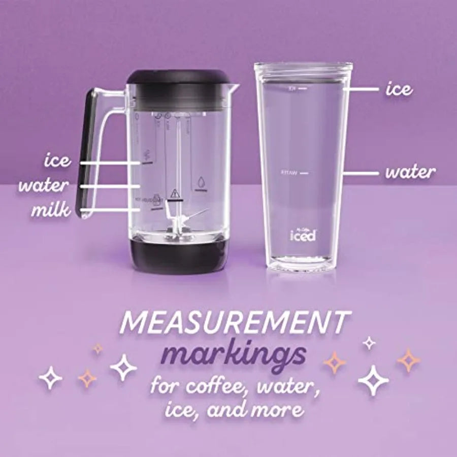 3-in-1 Single-Serve Iced and Hot Coffee/Tea Maker with Blender Reusable Filter Scoop Recipe Book 2 Tumblers Lids and Straws Bla