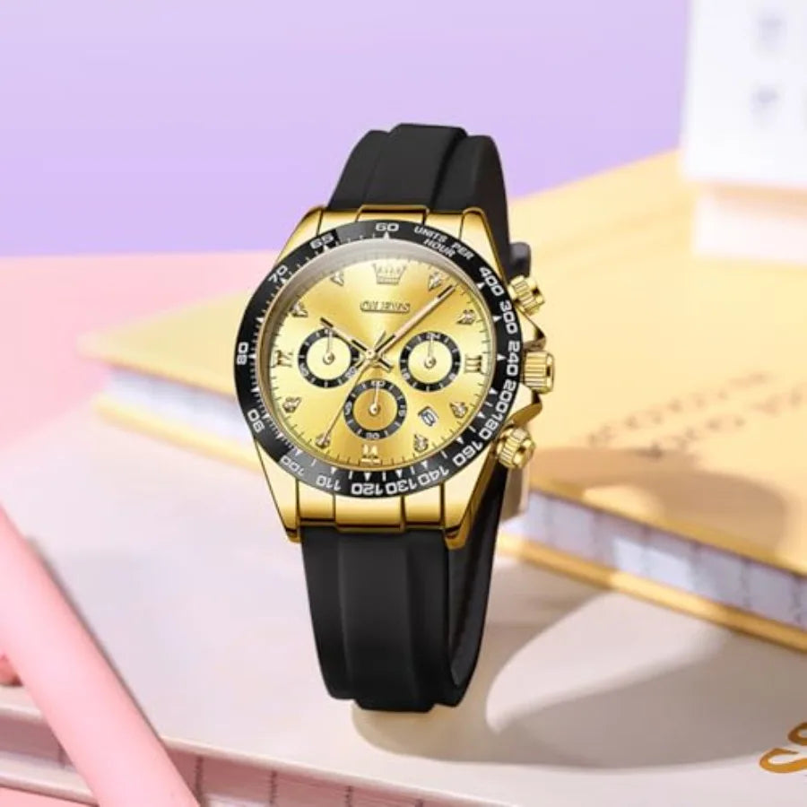 OLEVS Luxury Diamond Small Female Watches - Stainless Steel Bracelet, Waterproof Business Dress Analog Lumius Date Ladies Watch