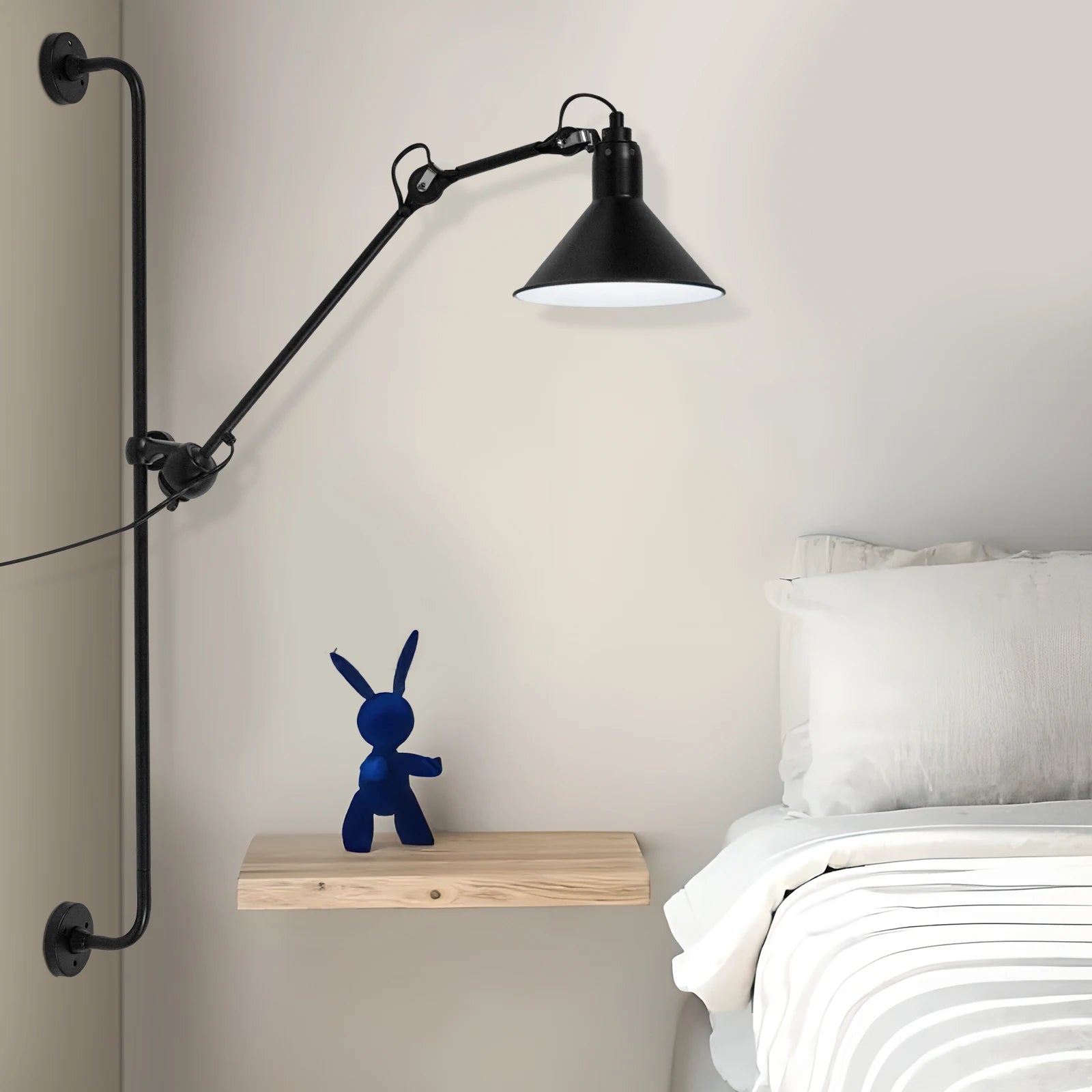 Iron Swing Arm Wall Lamp,Black Wall Lighting Wall Mount Lighting 3-8 m² for Bedroom,Living Room