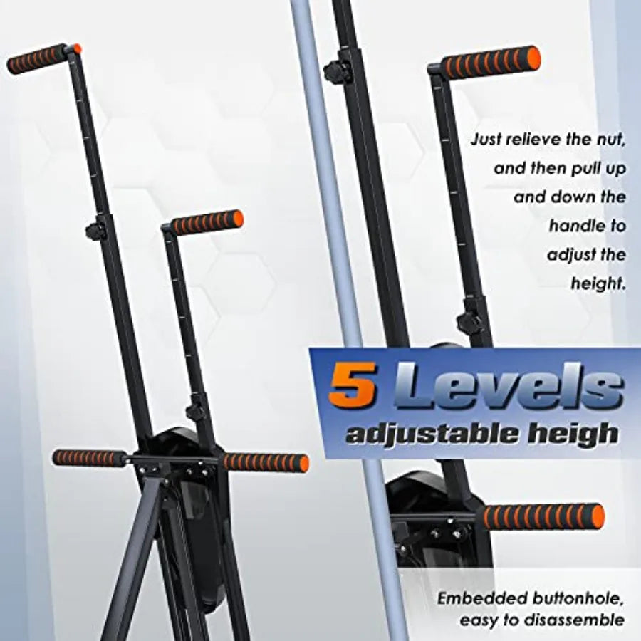 Vertical Climber, Folded Climbing Cardio Exercise Equipment Full Body Workout for Women Men, Stair Climber with 5 Height Adjusta