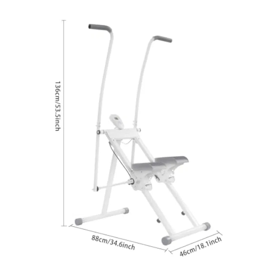 Folding Vertical Stair Climber Cardio Exercise Machine for Home Gym with Adjustable Handlebar Pedals Steel Frame Black Up to 22