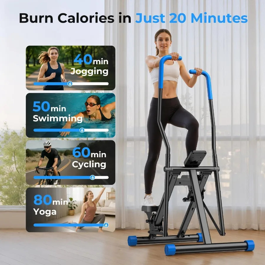 Home Stair Stepper Vertical Cardio Climber with Adjustable Step Range 330LBS Load Capacity Full Body Workout Machine Bla
