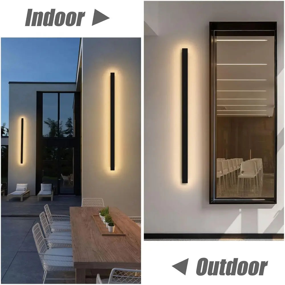 2 Pack 47.25inch Long Outdoor LED Wall Lights 35W Black 3000K Warm White Porch Lights Acrylic Waterproo IP65 Exterior Wall Light